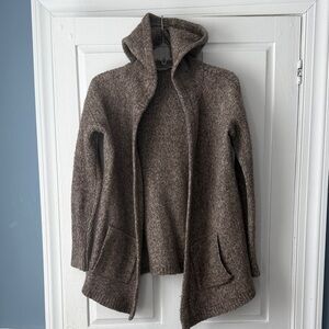 Athleta Brown Hooded merino Cardigan Sweater